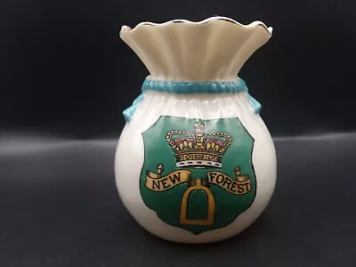 Buy Goss Crested China - NEW FOREST Crest - Bagware Vase, Blue Cord 73mm - Goss. • 6£