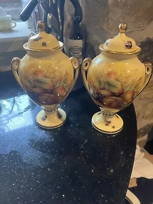 Buy Pair Of Aynsley Orchard Gold Twin Handled Lidded Urn Bone China 9.5” • 74.99£