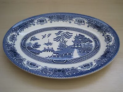 Buy Vintage English Ironstone Tableware (E.I.T. Ltd) Blue Willow Oval Serving Plate • 10£