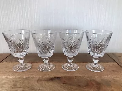 Buy 4x Webb Corbett Crown Marked Crystal White Wine Glasses 11.7cm Tall • 12£