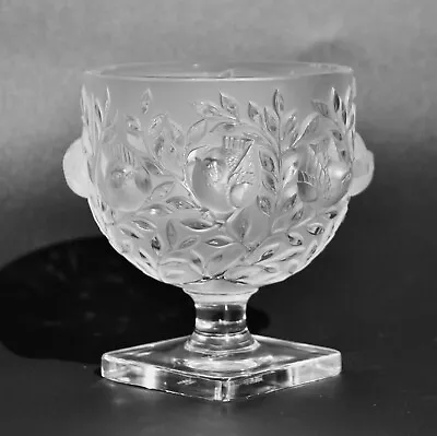 Buy Vintage Lalique ELISABETH Vase / Pedestal Bowl - Sparrow & Fauna, Signed • 193.24£