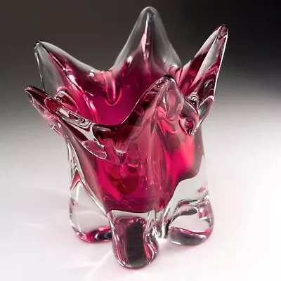 Buy Chřibská Cased Glass Pink Vase, 1970s Czech Republic Josef Hospodka Mid Century • 75.78£