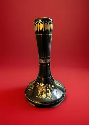 Buy Vtg KE KERAMOS MINIO Vase- Black & 24K GOLD Trim-Handmade In Greece- Ex. Cond. • 13.05£