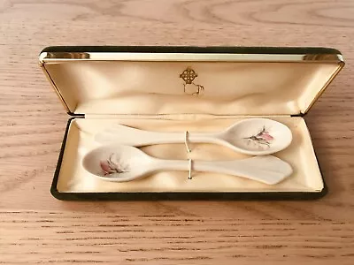 Buy Donegal Parian China Pair Of Rose Spoons In Presentation Case Vintage • 20£