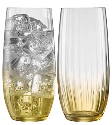 Buy Set Of 2 Galway Irish Crystal Amber Erne Highball Tumblers Set 11.1 Oz NEW • 24.22£