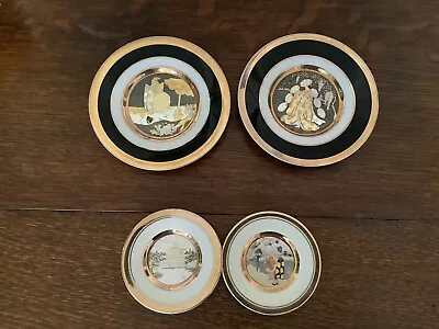 Buy Vintage Japanese Set Of 4 The Art Of Chokin Plates Edged In 24k Gold Plates • 9.99£
