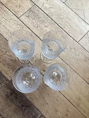 Buy Thistle Cut Crystal Glass Goblets X 4 Wine/Water. Top Quality. Scottish Antique • 55£
