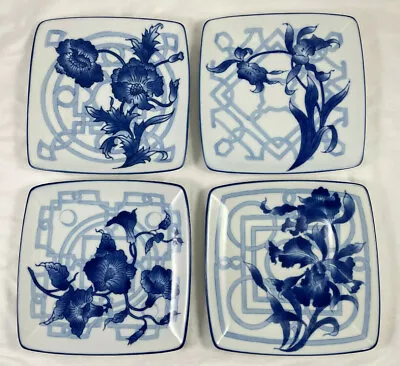 Buy Bombay Blue White Luncheon Plates Set Of 4 Porcelain Floral Scroll 7 1/8  • 55.92£