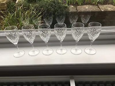 Pair of Heavy Cut Glass Crystal Brandy Glasses In Lovely Condition