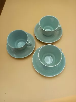 Buy 3 X Woods Ware Beryl Green Cups And Saucers • 11£
