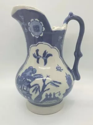 Buy Qianlong Flow Blue Signed Pitcher Jug Willow Pattern Chinese • 18.99£