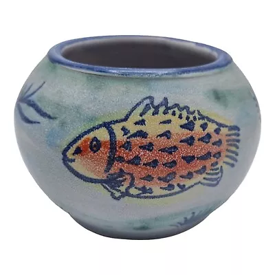 Buy Studio Pottery Bowl Earthware Vintage Pottery Bowl Fish Design Glazed Sea Themed • 17.95£