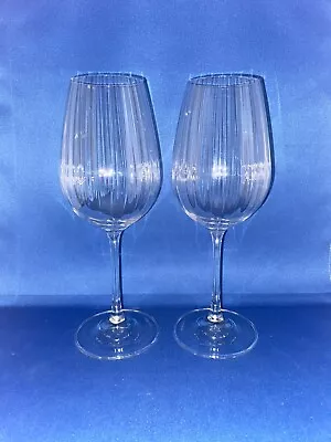 Buy 2 X Galway Crystal Erne Clear Wine Glasses Stemmed Ripple Design • 15.95£