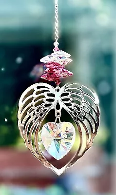 Buy Suncatcher Stained Glass Art Window Hangings Heart, Pink Gems. • 6.50£