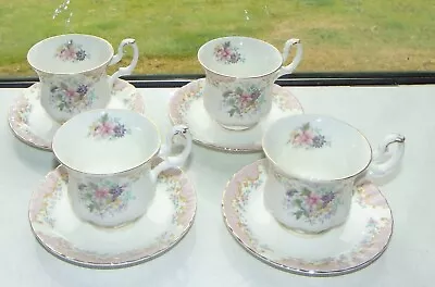 Buy Royal Albert Fine China Serenity Pattern 4 X Coffee Cups And Saucers C1970s • 28£