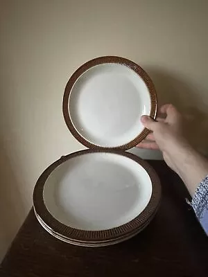 Buy Poole Pottery - Chestnut - Lunch Salad Plates - X 4 Brown Retro Design • 18£