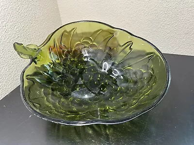 Buy Large Vintage Indiana Glass Avocado Green Grape Serving Salad Fruit Bowl • 23.30£