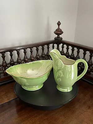 Buy Maling Pottery Lustreware Glaze Milk Jug & Open Sugar Bowl Lime Green • 9.99£