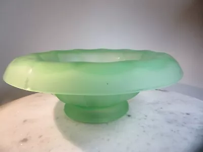 Buy George Davidson Art Deco Frosted Green Glass Bowl Circa 1930s . 24cm . • 18£