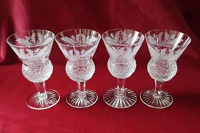 Buy Edinburgh Crystal Thistle Pattern - 4 X Sherry Glasses - Signed • 90£