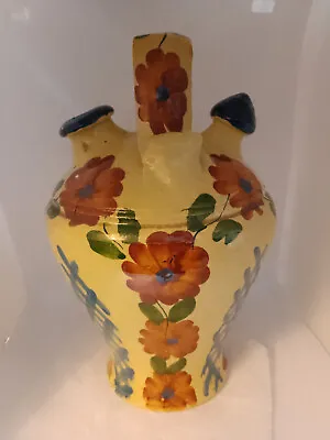 Buy Spanish Pottery Botijo Water Jug/Ewer Hand Painted Signed 11.5 Inches Tall • 15£