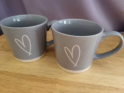 Buy Mrs Hinch Stoneware Mugs X2 - Tesco -  Heart Design -  Grey & White • 7.99£
