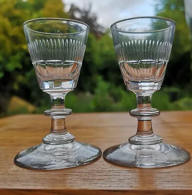 Buy Pair Antique Vintage  Drinking Glass Grounded Pontil Bith With Chip At Base • 29£