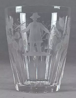 Buy 19th Century British Engraved The Green Man Of Ipswich & Hops Cut Tumbler Glass • 306.76£