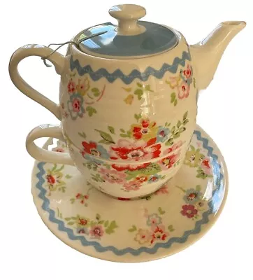 Buy Cath Kidston Teapot And Cup Saucer Set ‘Tea For One’ Collectable NEW • 26.99£