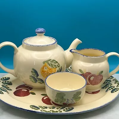 Buy Poole Pottery Hand Painted Dorset Fruits Teapot, Creamer, Sugar Bowl & Platter • 41.80£