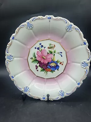 Buy Antique Meissen? White Pink Blue Floral Scalloped Decoratove China Plate • 46.60£