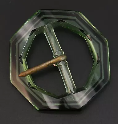 Buy Antique Art Deco Black & Green Octagonal Geometric Belt Buckle • 3.88£