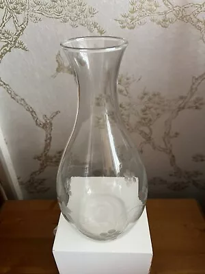 Buy Vintage Clear Glass Wine Carafe Etched With Vine Leaves & Grapes • 3£