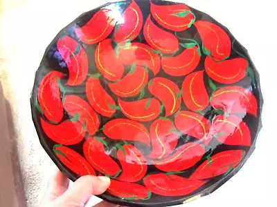 Buy Beautiful,large Spanish Hand Painted  Bowl.red  Pepper 30 Cm Across,12 Cm Deep • 12.99£
