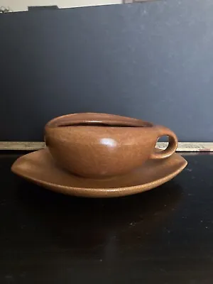 Buy Raymor By Roseville Ben Seibel Sugar Bowl #157 B&B Plate #154, Terra Cotta, MCM • 25.16£