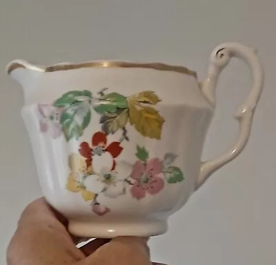 Buy Crown Milk Jug Creamer Staffordshire Pottery Floral Design Made In ENGLAND  • 7£