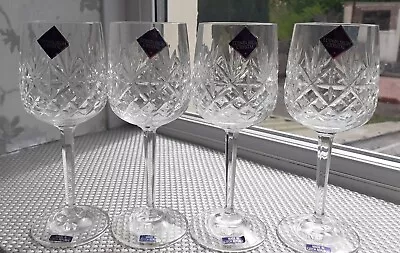 Buy 4 Edinburgh Crystal RENAISSANCE Wine Glasses Faceted Stems (Signed) 18 X 7 Cm • 34.99£