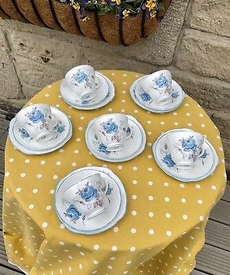 Buy 6 X Set Trios Teacup Saucer Side Plate .Duchess China Blue Roses,wedding Party • 25£