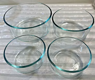 Buy Vintage Pyrex Set Of 4 Clear Glass Nesting Mixing Bowls See Pic For Diam • 23.30£