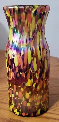 Buy Studio Hand-blown Art Glass Vase 9  Fall Colors Iridescent 😍 GORGEOUS! • 37.33£