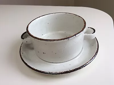 Buy Midwinter Stonehenge Creation Handled Soup Coupe & Saucer Speckled Design • 6.99£