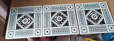 Buy Three Mintons China Works Black + White Patterned Tiles Art Deco Pattern • 12£