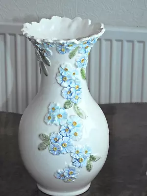 Buy Stunning Bassano Vase Italian Art Pottery With Blue Raised Flowers 30cm Tall • 28£