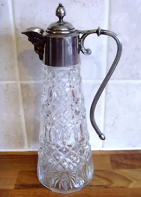 Buy Silver Plated Cut Glass Claret Jug With Bacchus Head Spout Design • 19.99£