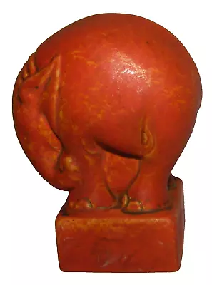 Buy Antique Vtg Cowen Pottery Art Deco Orange ELEPHANT Paperweight Bookend Figurine • 186.38£