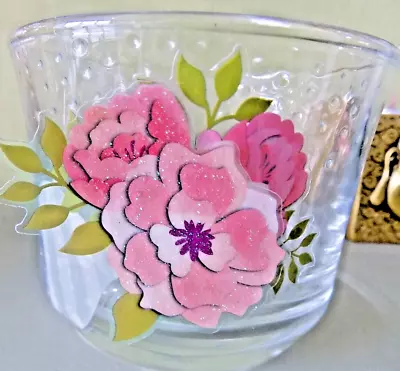 Buy Large Candle Holder TEALIGHT Dimple Glass Votive 3D Floral Decoration 8cm X 11cm • 5.99£