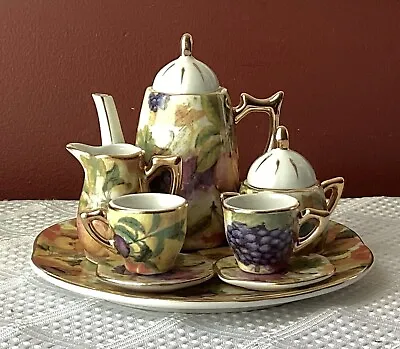 Buy Vintage 10-piece Chinese Miniature Porcelain Tea Set, Fruit Design • 46.68£