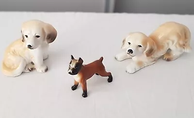 Buy 3 Bone China Puppies / Dogs - Golden Retriever /  Labrador / Boxer Ornaments • 9.99£