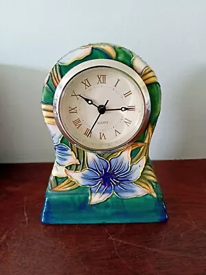 Buy Old Tupton Ware Clock, Blue Clematis, 13cm Tall, Good Working Condition. • 27.95£