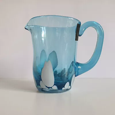 Buy Langham Glass - Handmade Small Jug / Pitcher - Blue / White • 16.50£